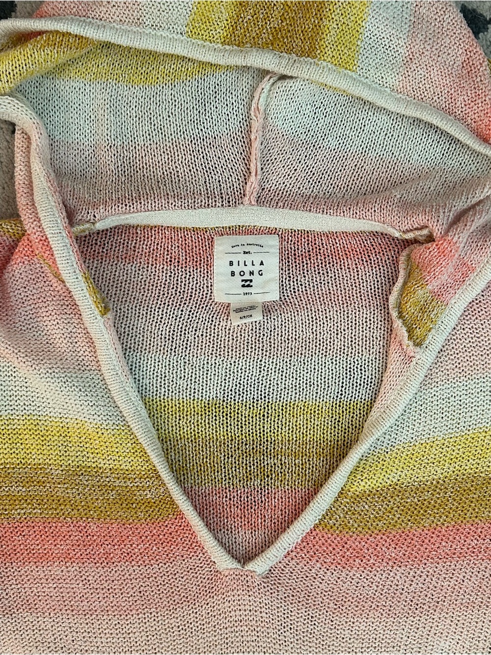 Y2K Billabong Pink & Butter Yellow Knit Sweater Bellsleeve Small - Picture 8 of 10